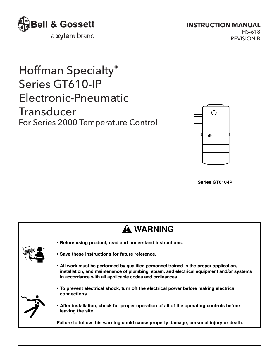 HS 618B Series GT610-IP Electronic-Pneumatic Transducer