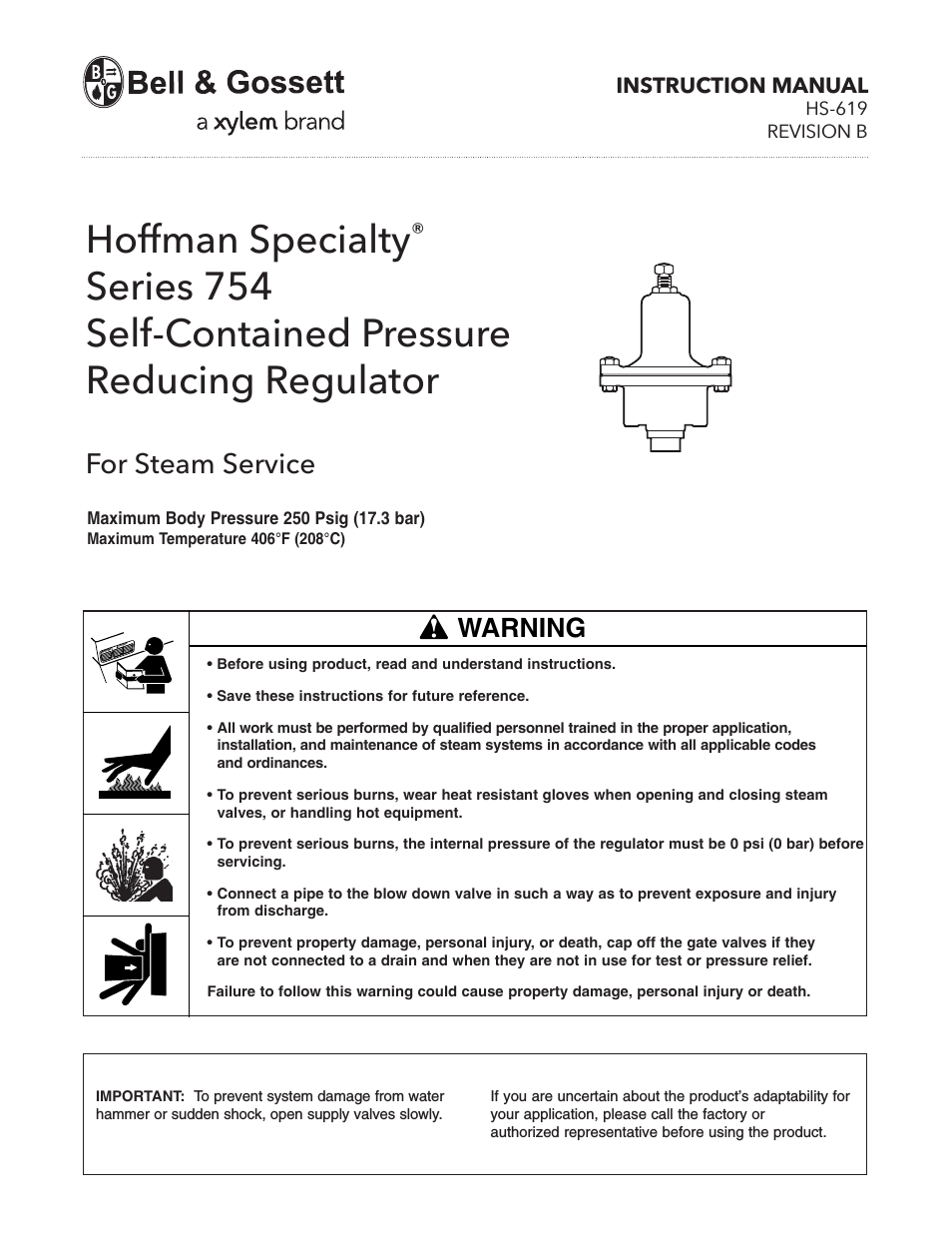 HS 619B Series 754 Self-Contained Pressure Reducing Regulator