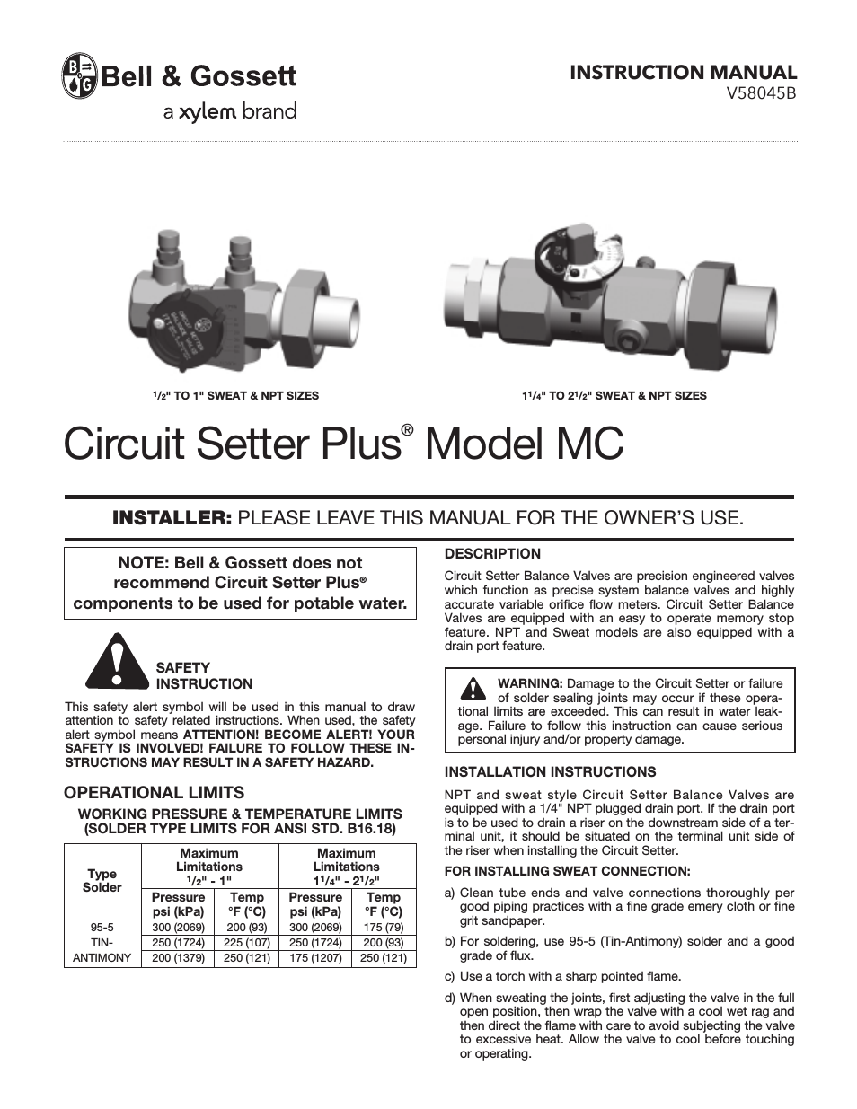 V58045B Circuit Setter Plus MC