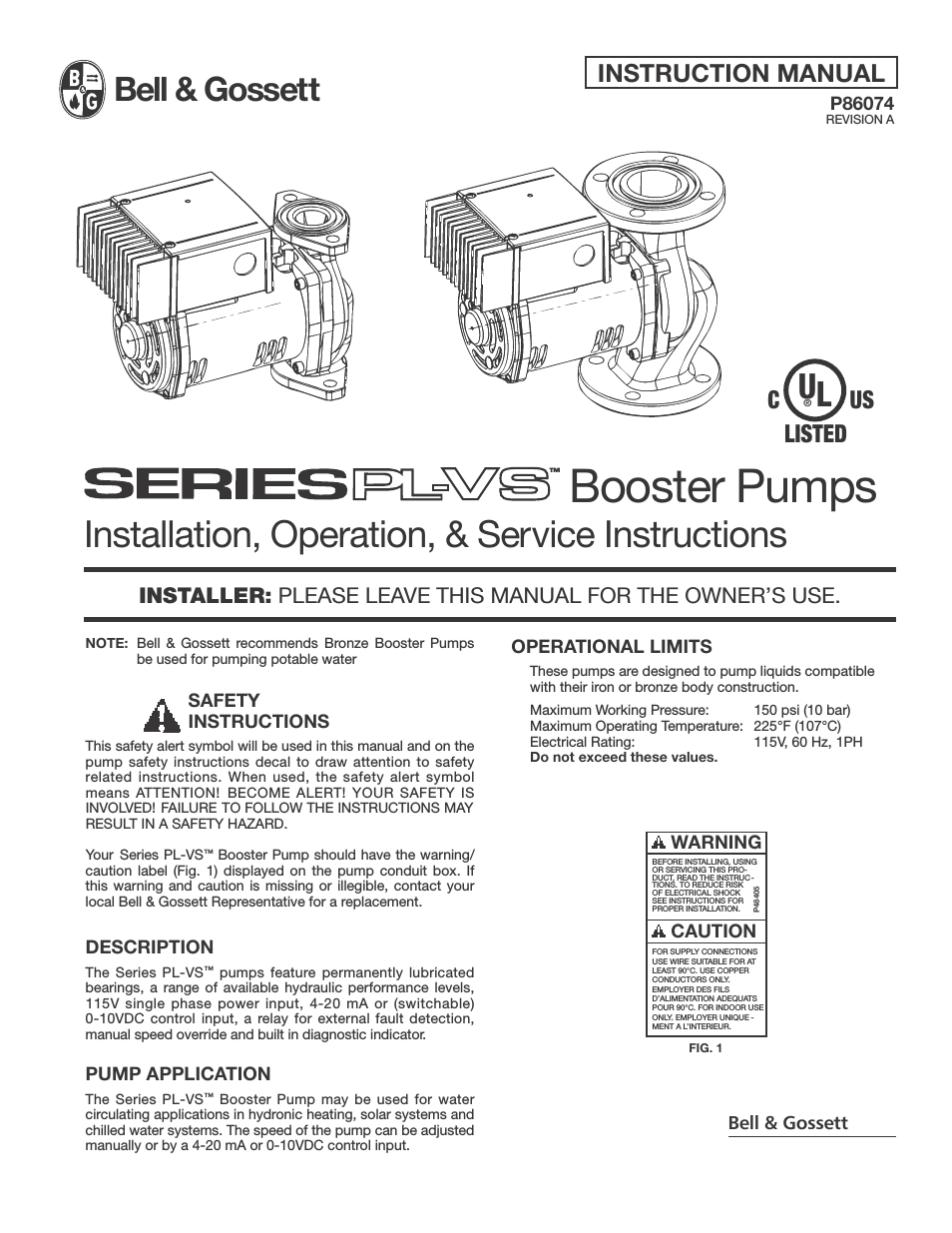 P86074A Booster Pumps