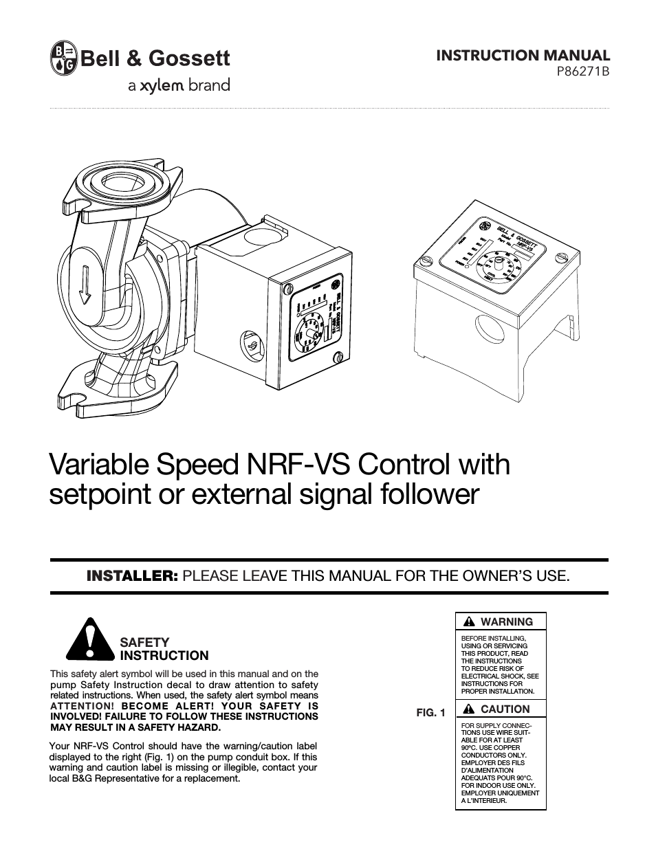 P86271B Variable Speed NRF-VS Control with setpoint or external signal follower