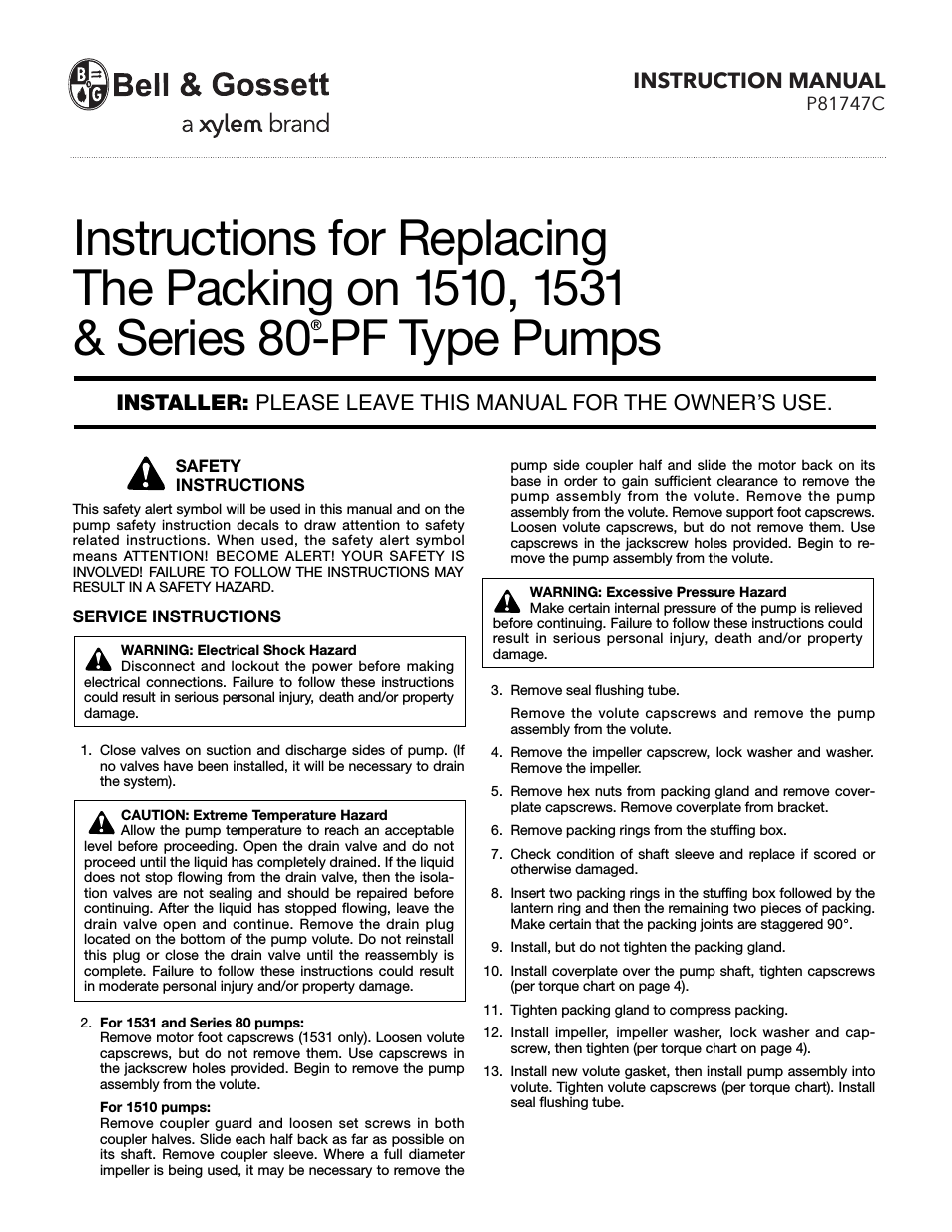 Series 80®-PF Type Pumps