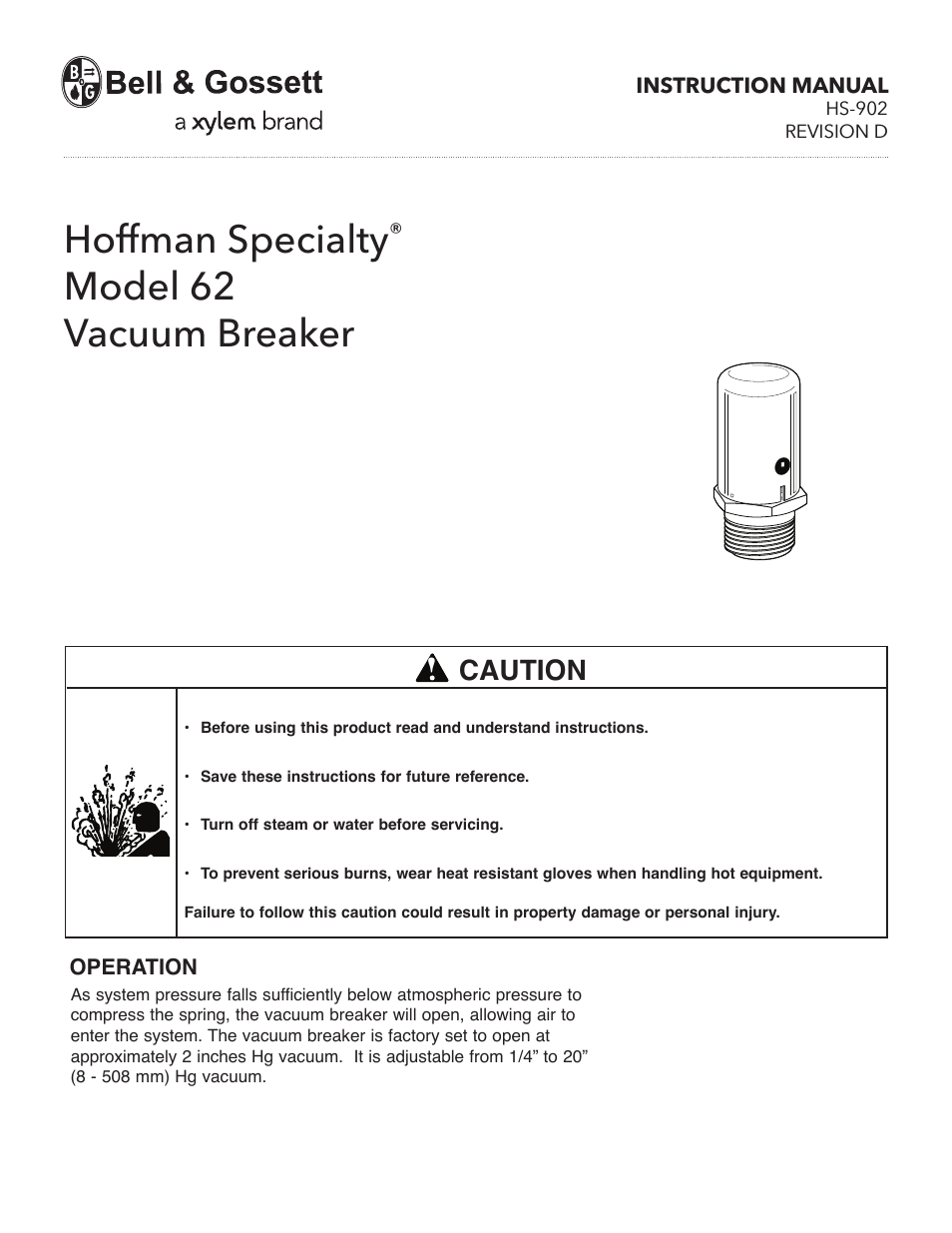 HS 902D Model 62 Vacuum Breaker