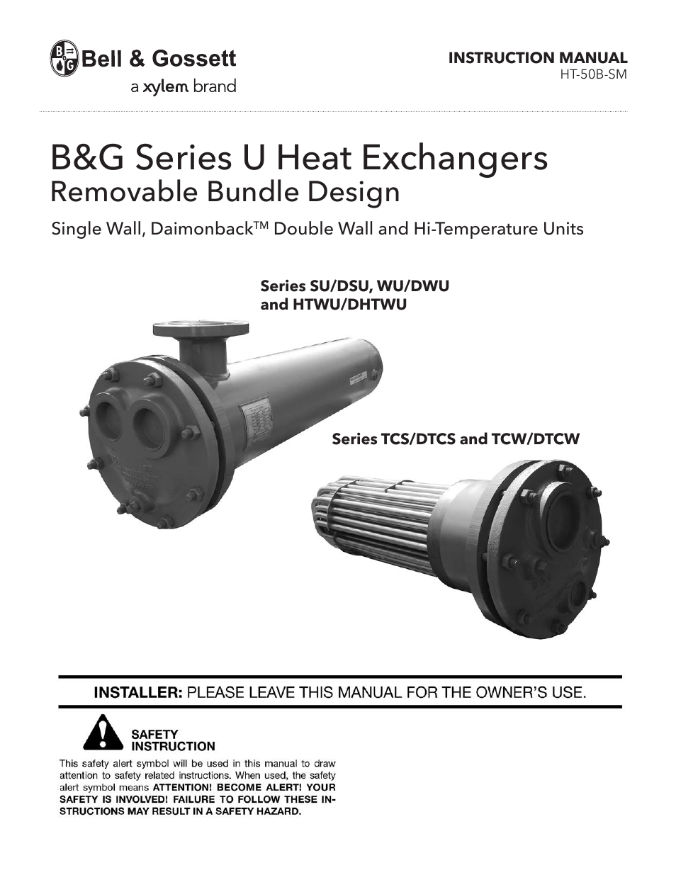 HT 50B SM B&G Series U Heat Exchangers Removable Bundle Design