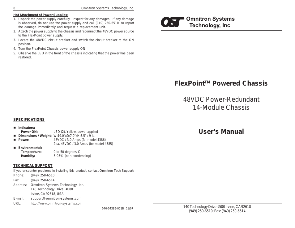 FlexPoint Powered Chassis 48VDC Power-Redundant