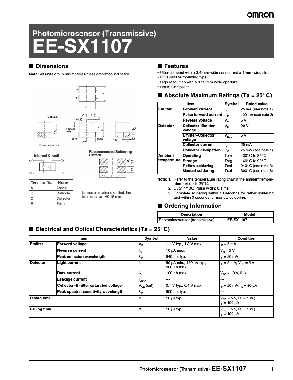 Photomicrosensor (Transmissive) EE-SX1107