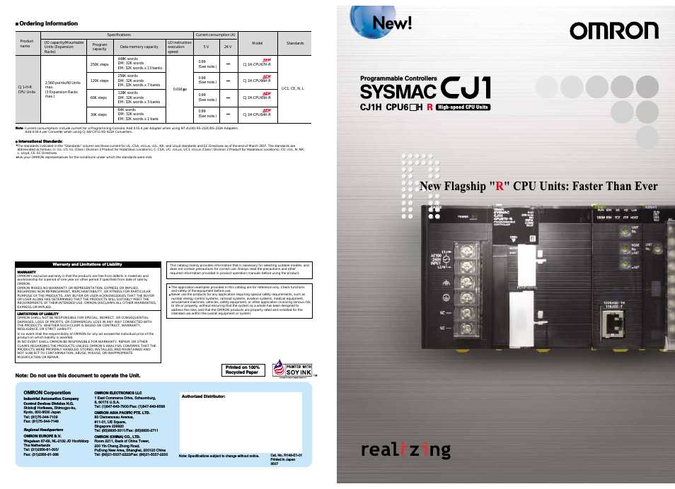 Sysmac CJ1 CPU6 HR