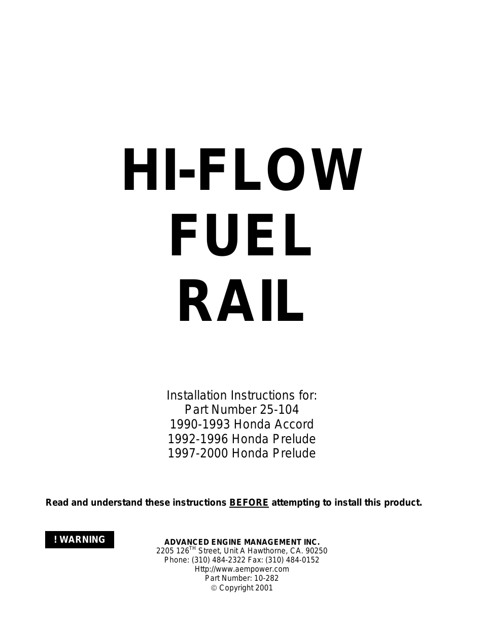 25-104BK High Volume Fuel Rail