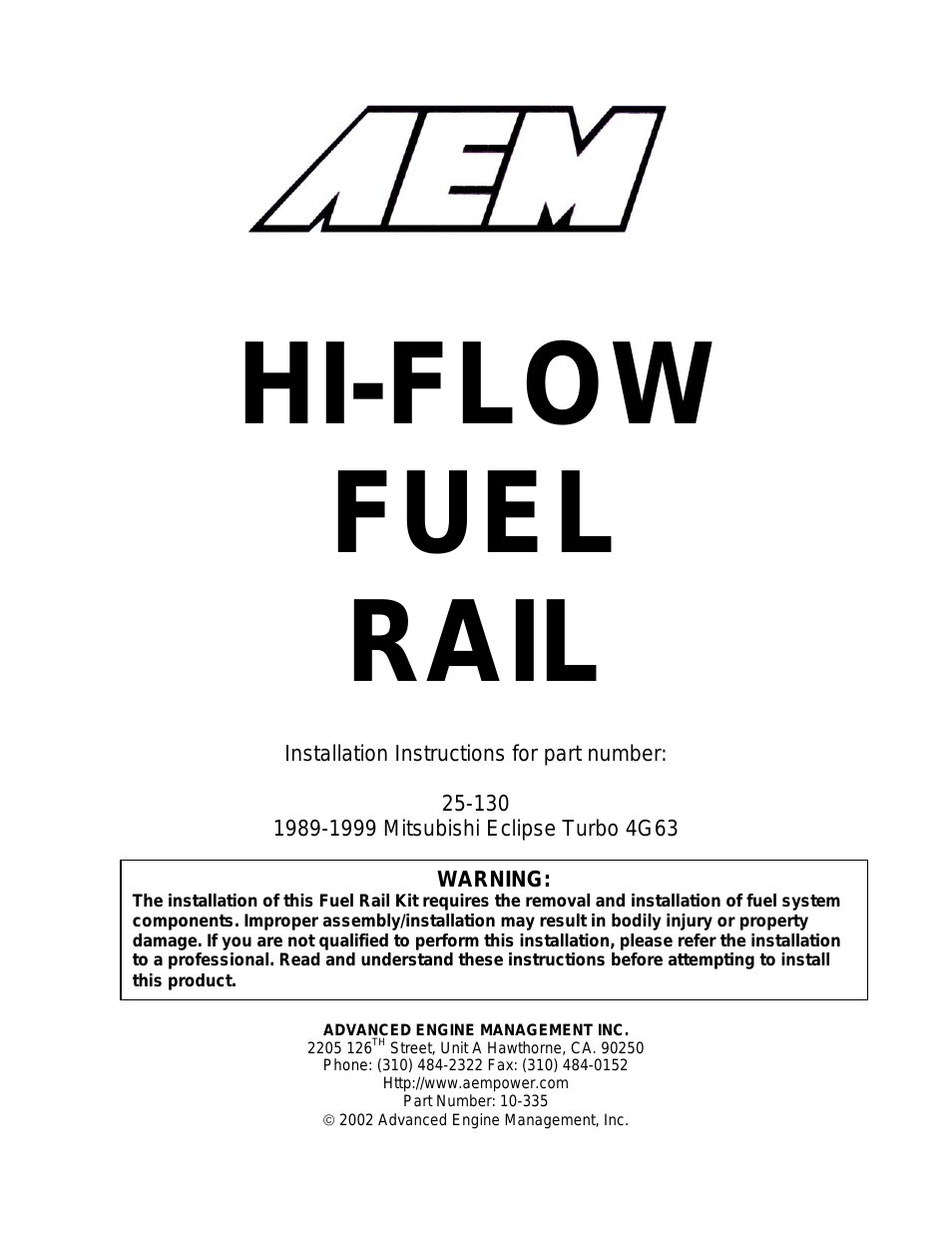 25-130BK High Volume Fuel Rail