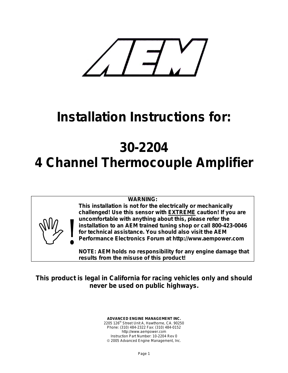 30-2204 K-Type Thermocouple Amplifier 4 Channel