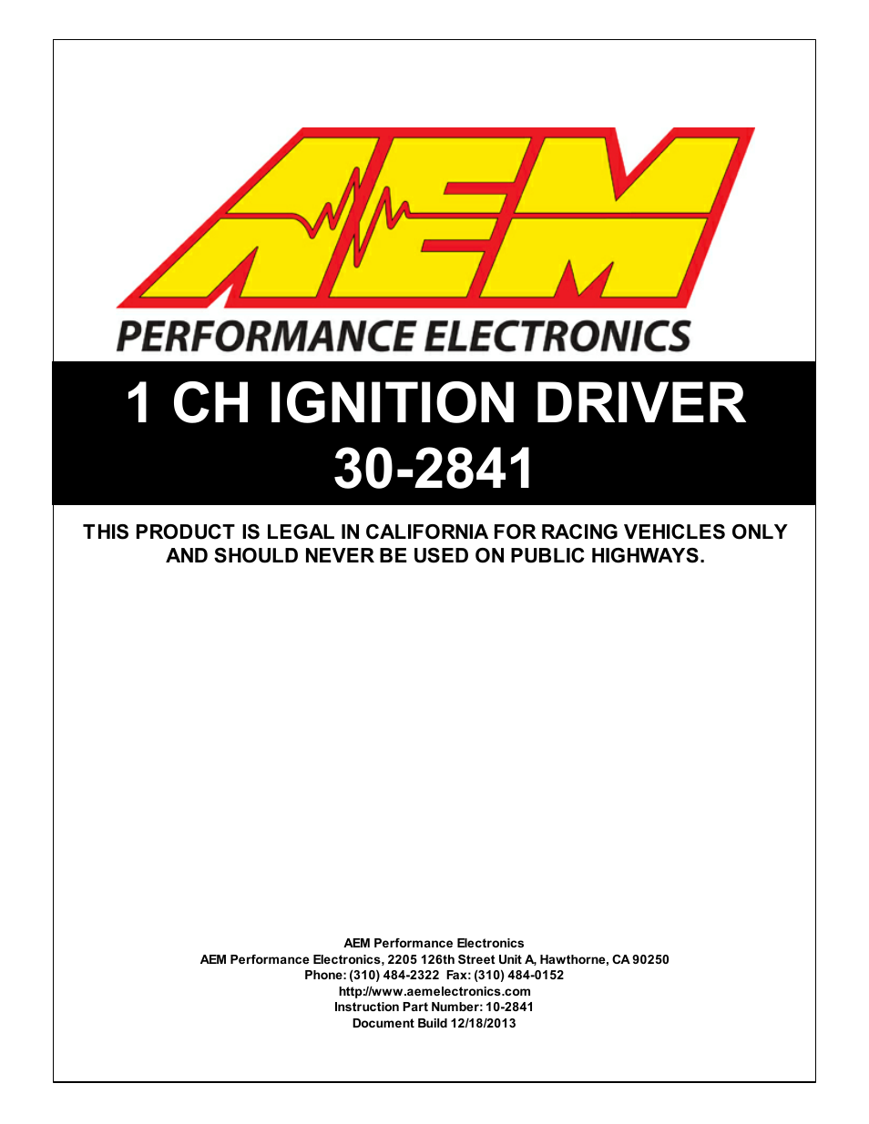 30-2841 1 Channel Coil Driver