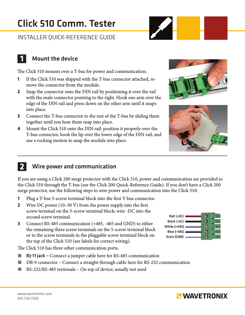 Click 510 (communication tester) (CLK-510) - Quick-reference Guide