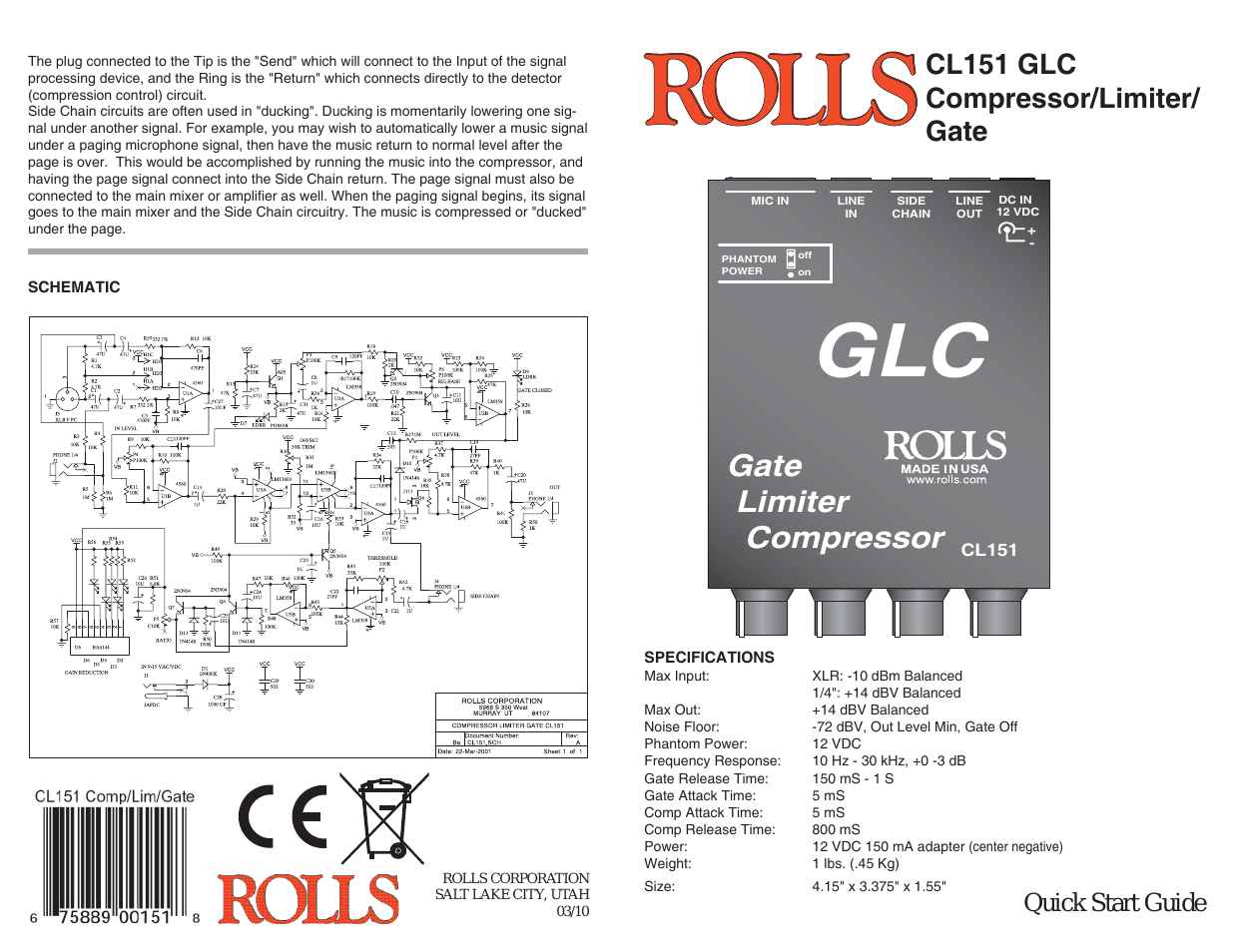 Compressor/Limiter/Gate CL151 GLC