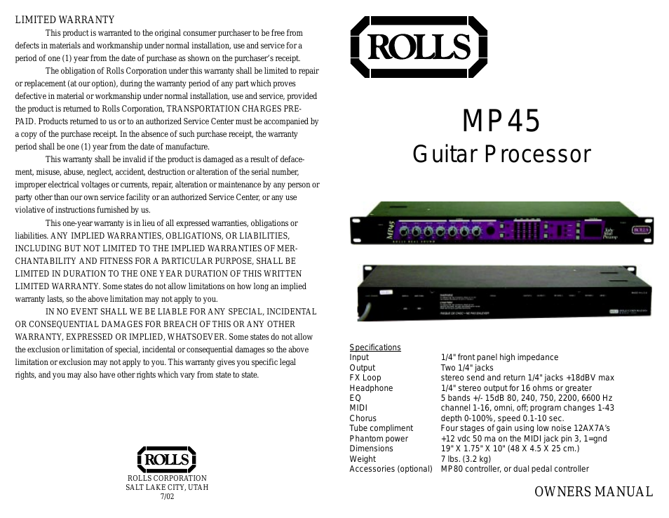 Guitar Processor MP45
