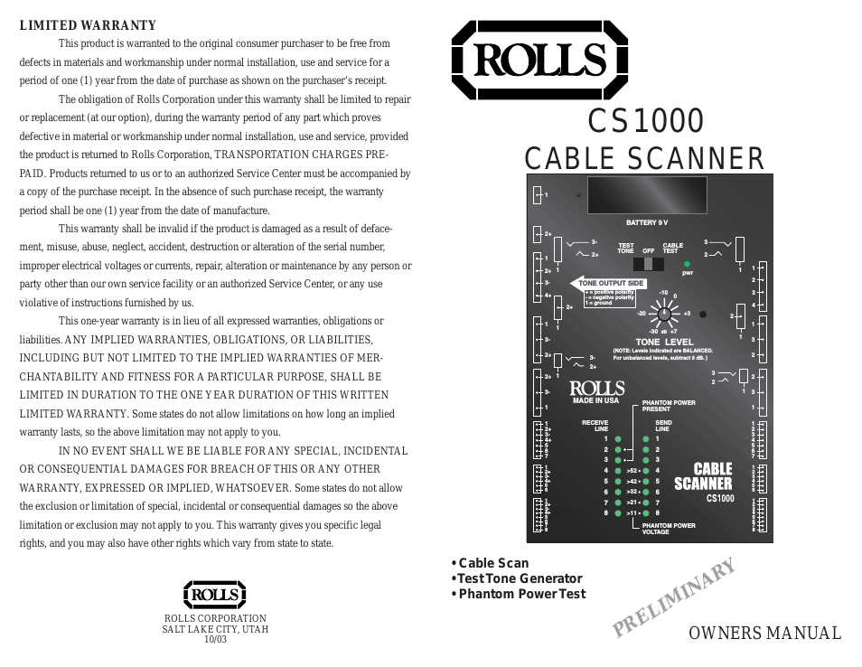CABLE SCANNER CS1000