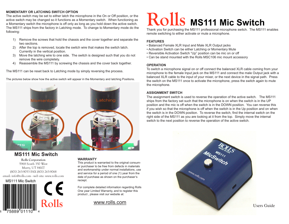 Mic Switch MS111