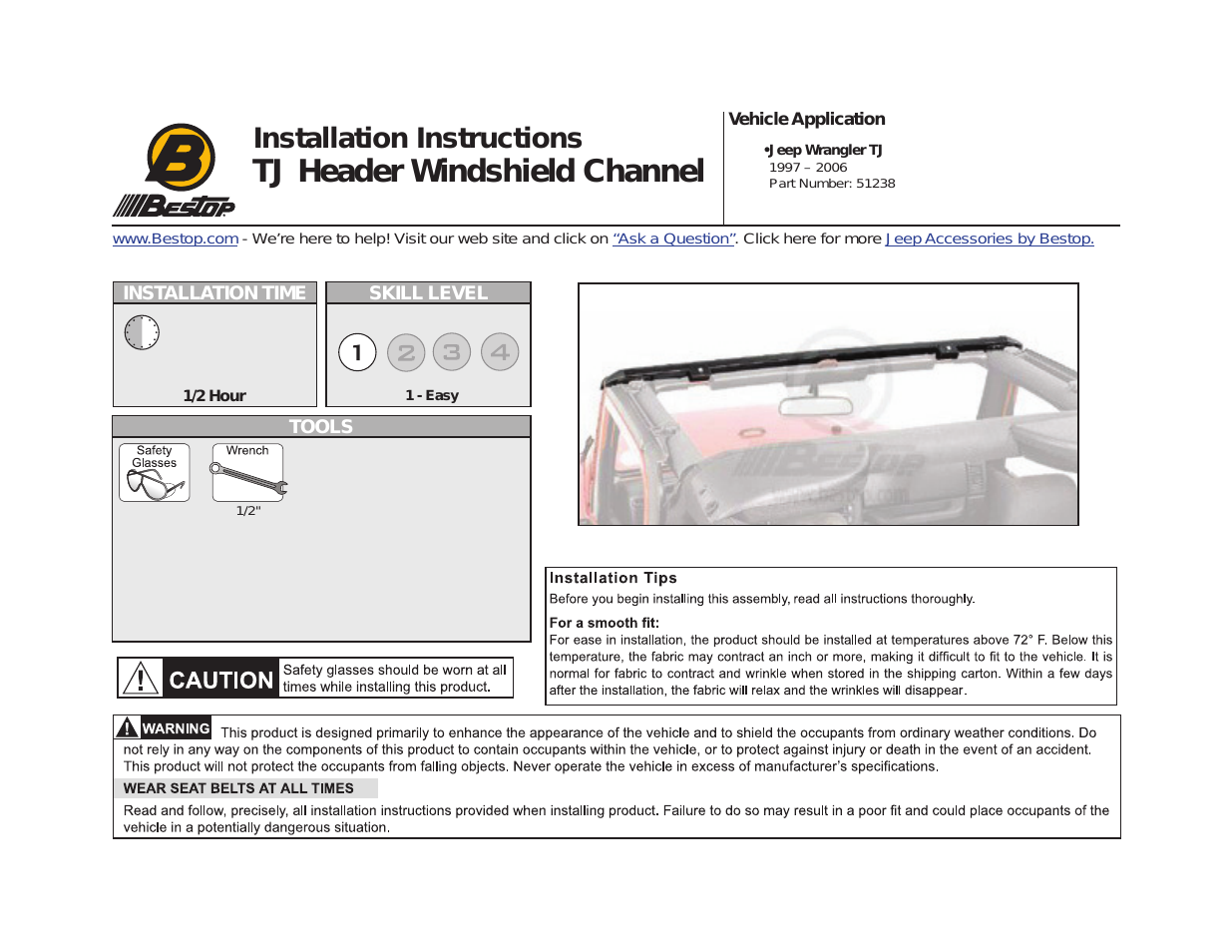 Windshield Channel for Jeep Wrangler TJ (Part Number 51238)