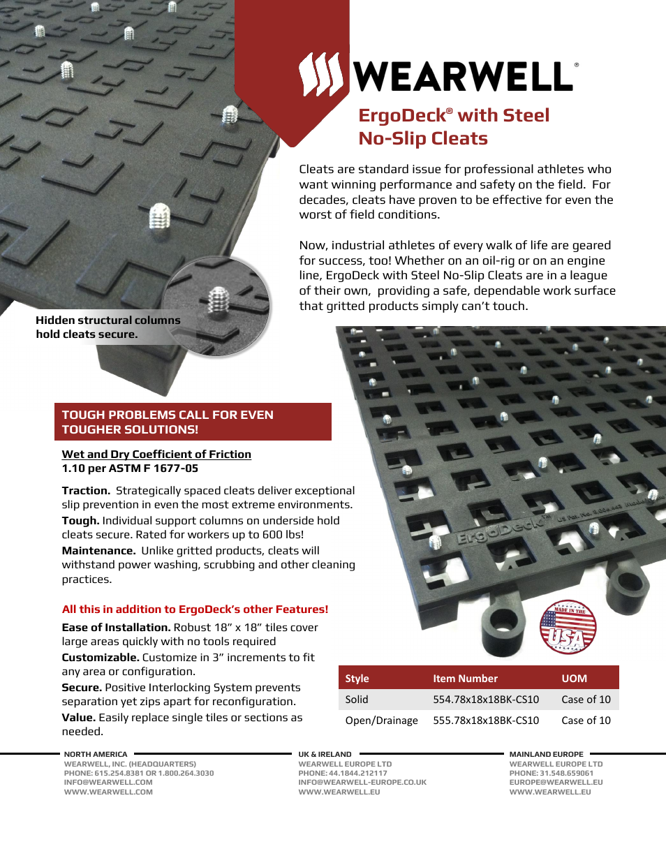 553 ERGODECK WITH INTEGRATED NO-SLIP CLEATS- OPEN - Product Sheet