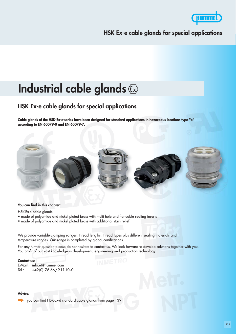 Hummel Ex-e Cable Glands for Special Applications
