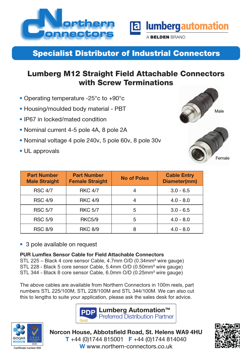 Lumberg Automation M12 Field-Attachable Cable Connectors
