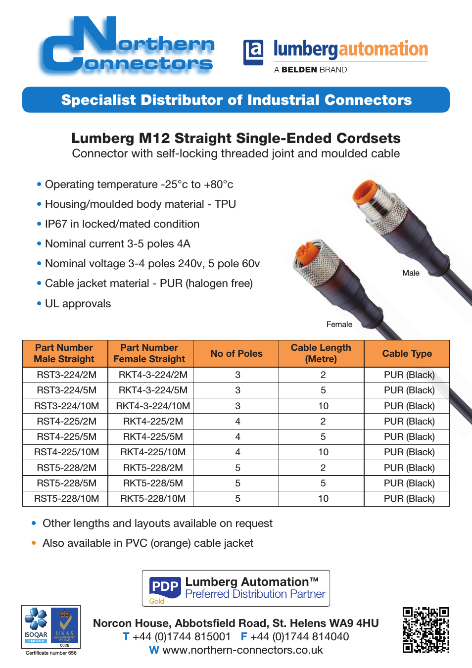 Lumberg Automation M12 Single-Ended Cordsets