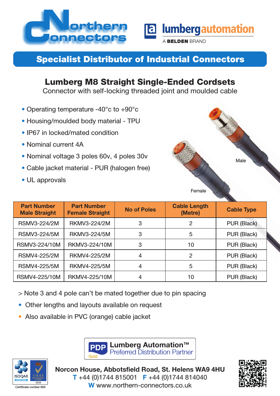 Lumberg Automation M8 Single-Ended Cordsets
