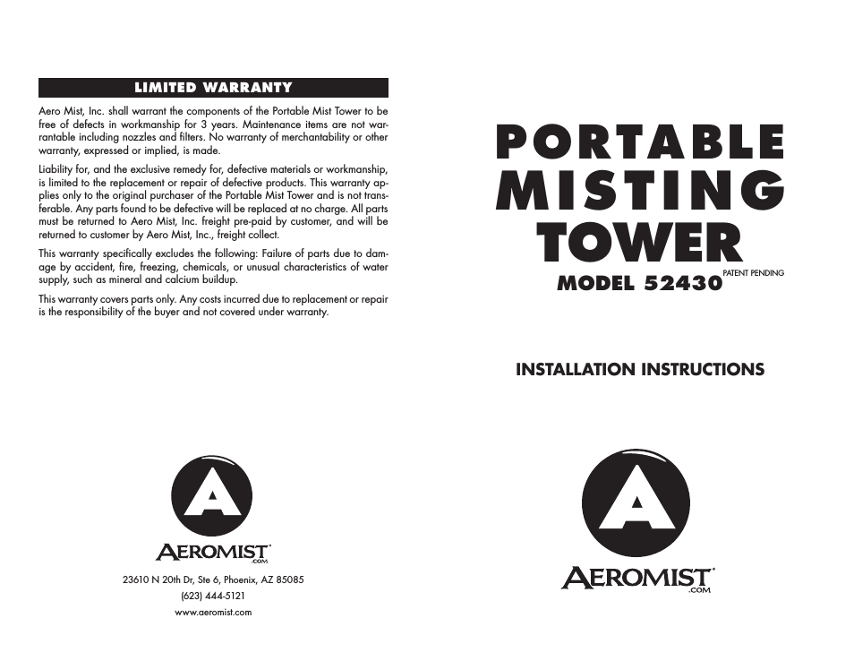 Portable Misting Tower 52430