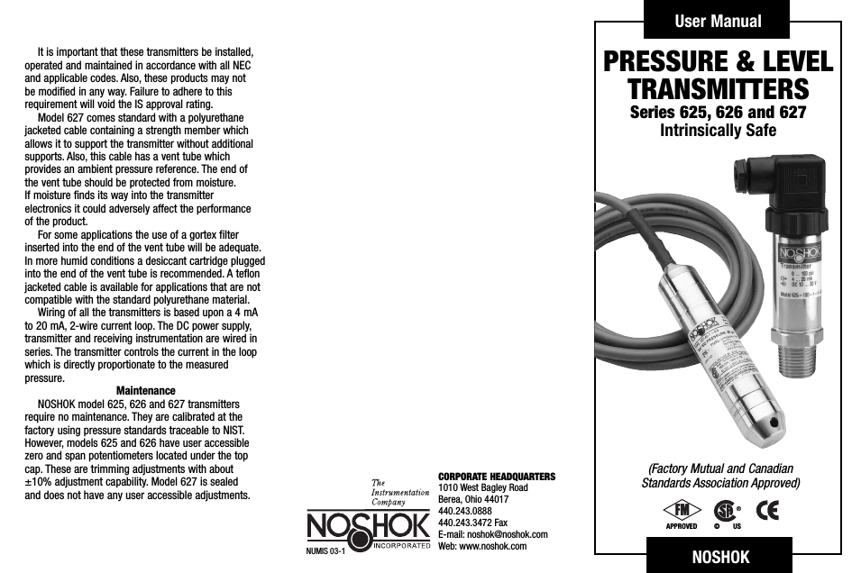 625 Series Pressure & Level Transmitters