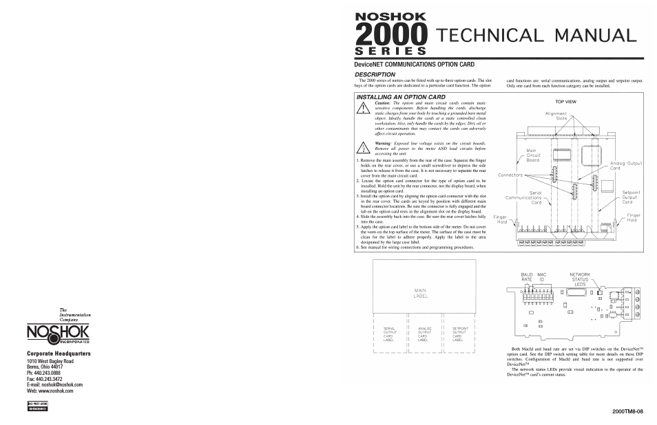 2000 Series DeviceNET Communications Option Card