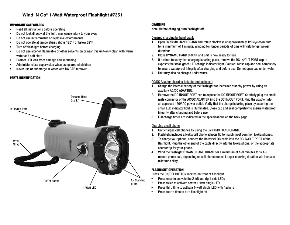 Wind‘N Go 1-Watt Waterproof Flashlight