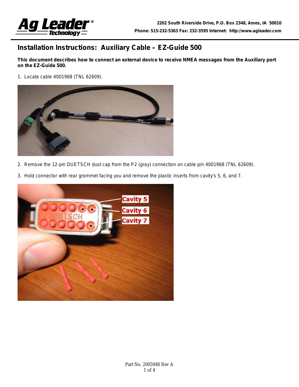 EZ-Guide 500 Auxiliary Cable Installation