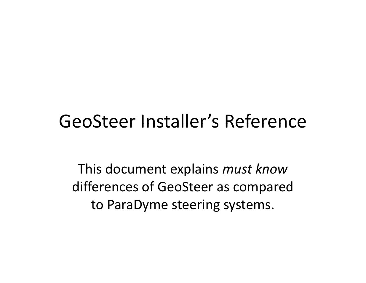 GeoSteer Installers Reference