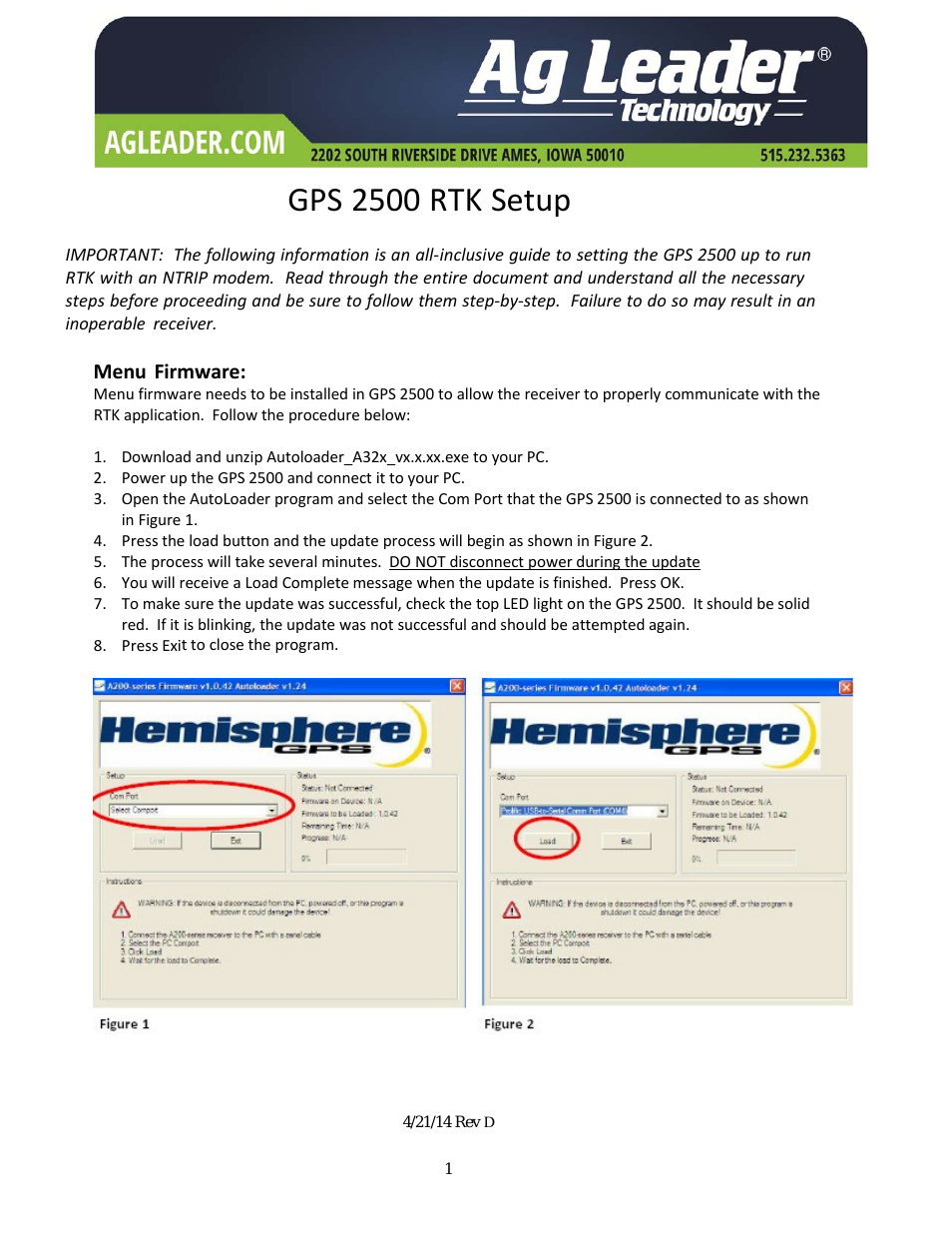 GPS 2500 Firmware Update Instructions