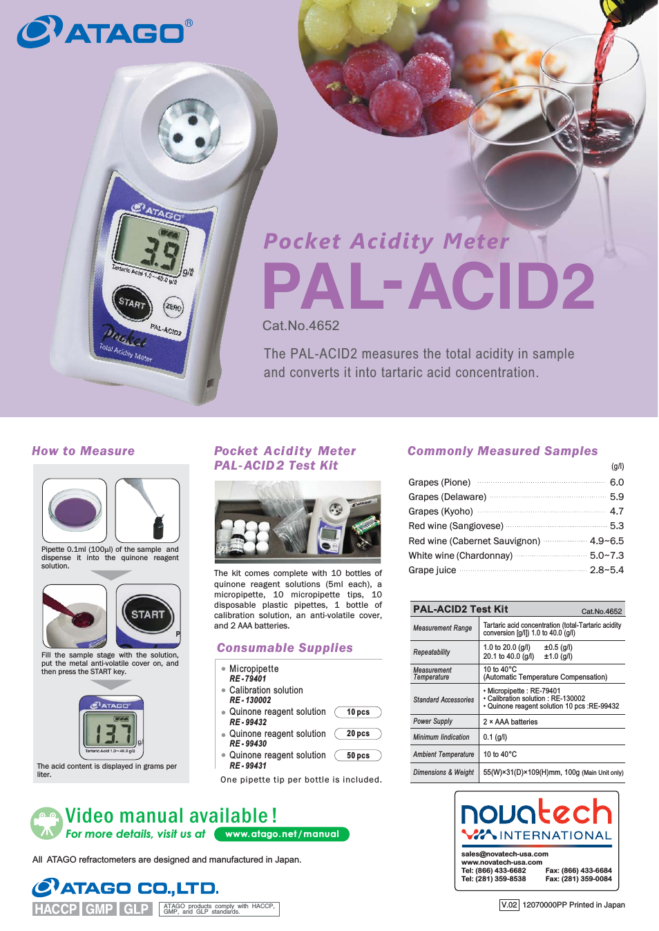 Atago PAL-ACID2 Digital Pocket Refractometer