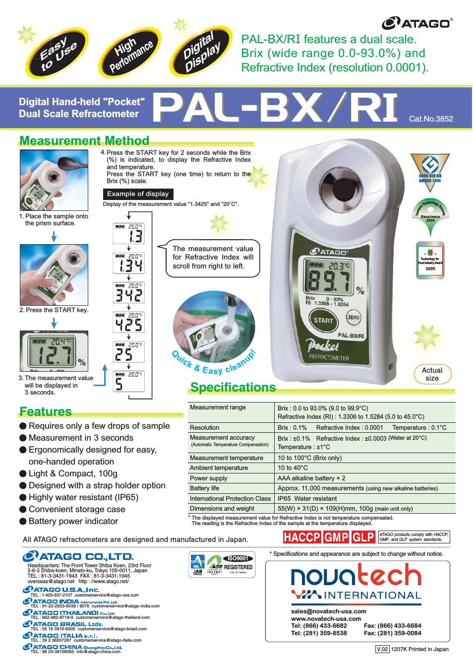 Atago PAL-BXRI Digital Pocket Refractometer
