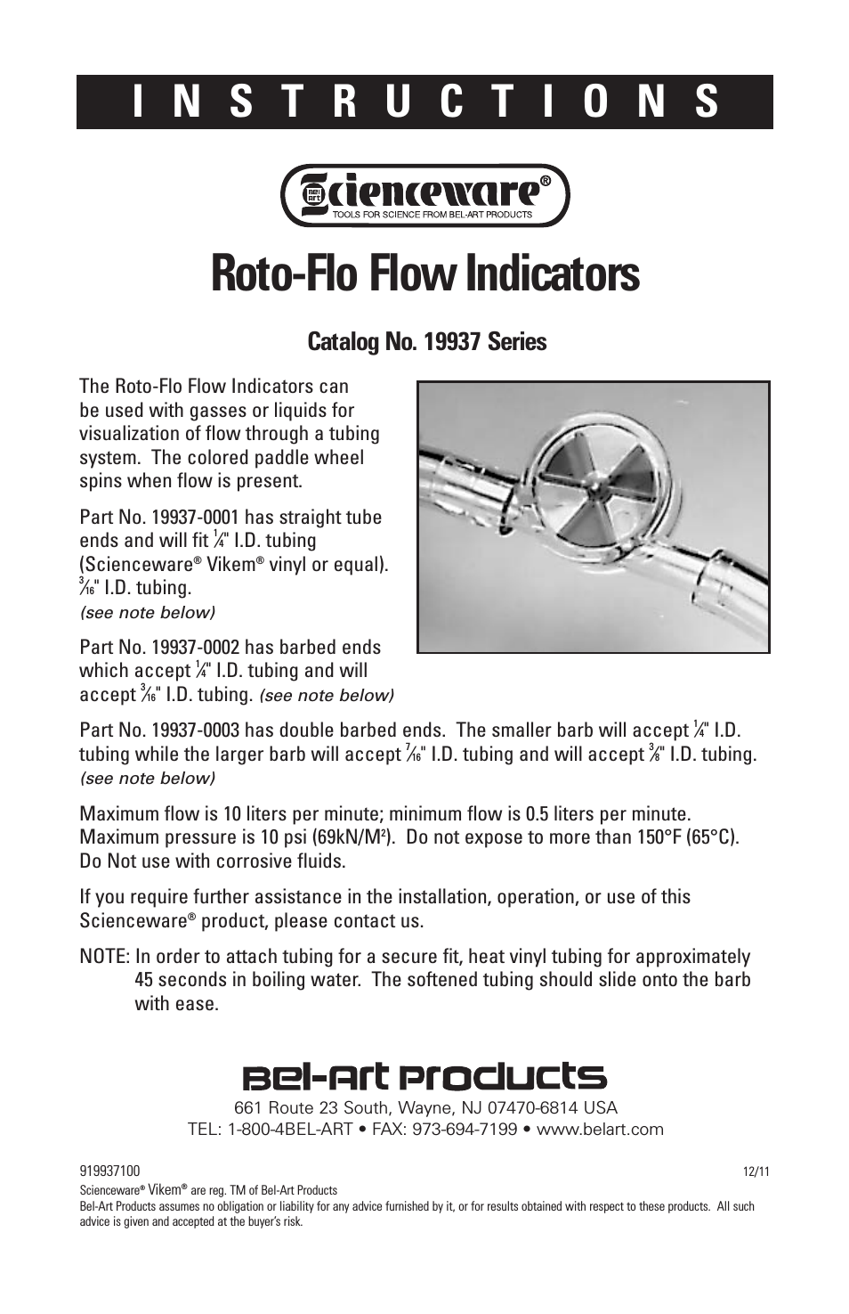 Roto-Flo Flow Indicators 19937 Series