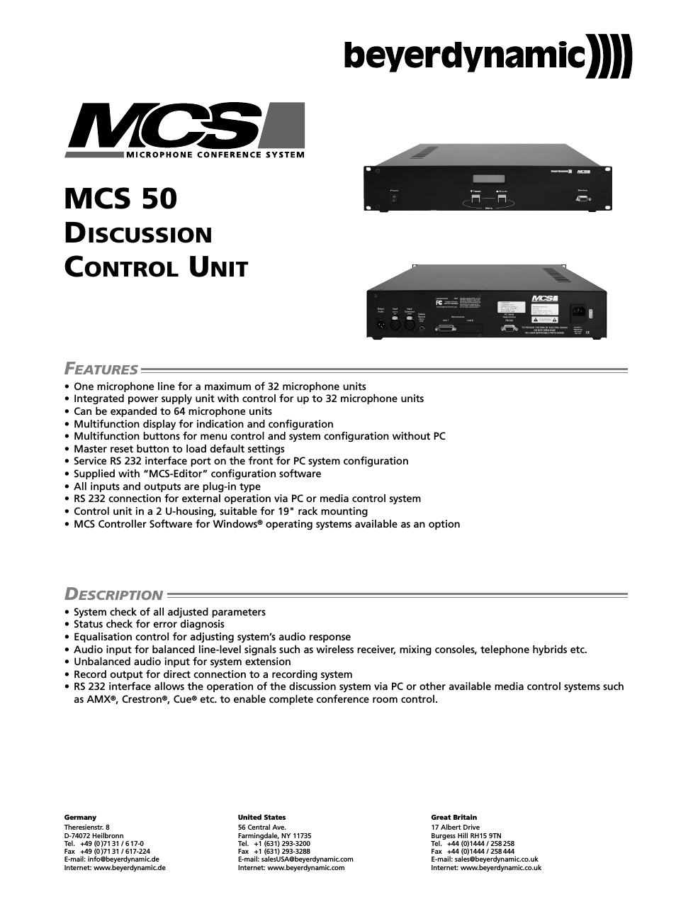 Discussion Control Unit MCS 50