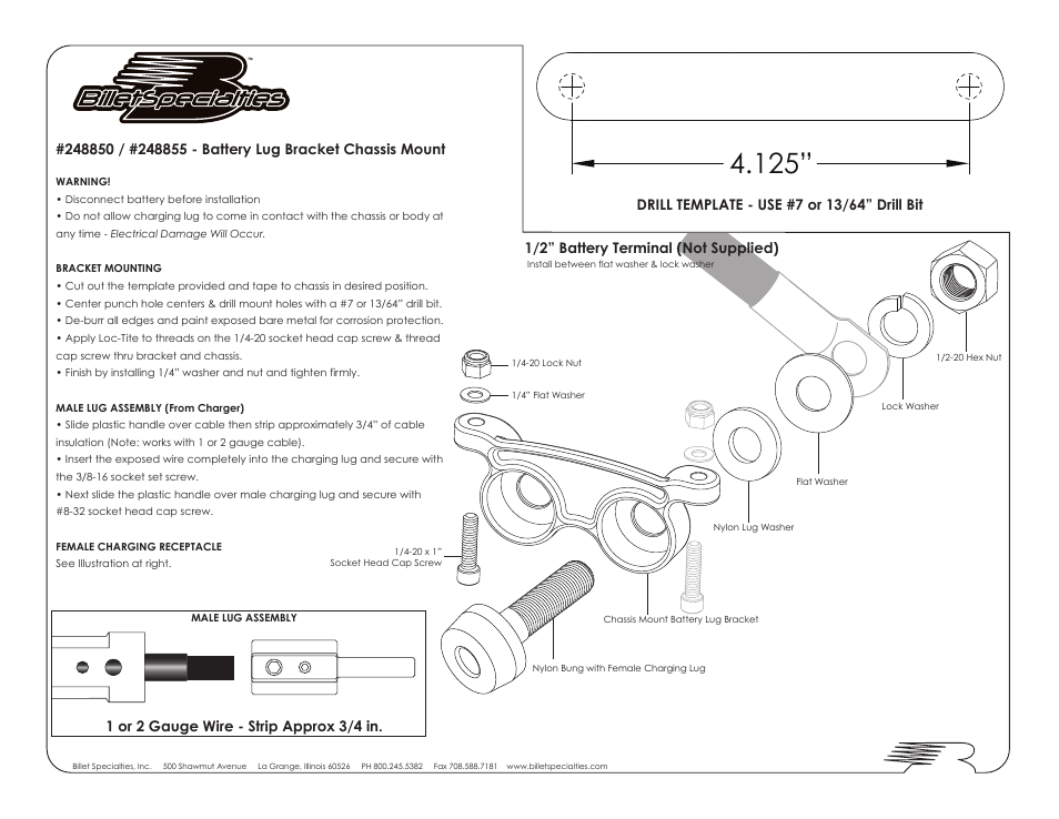 248850 Battery Lug Bracket Chassis Mount