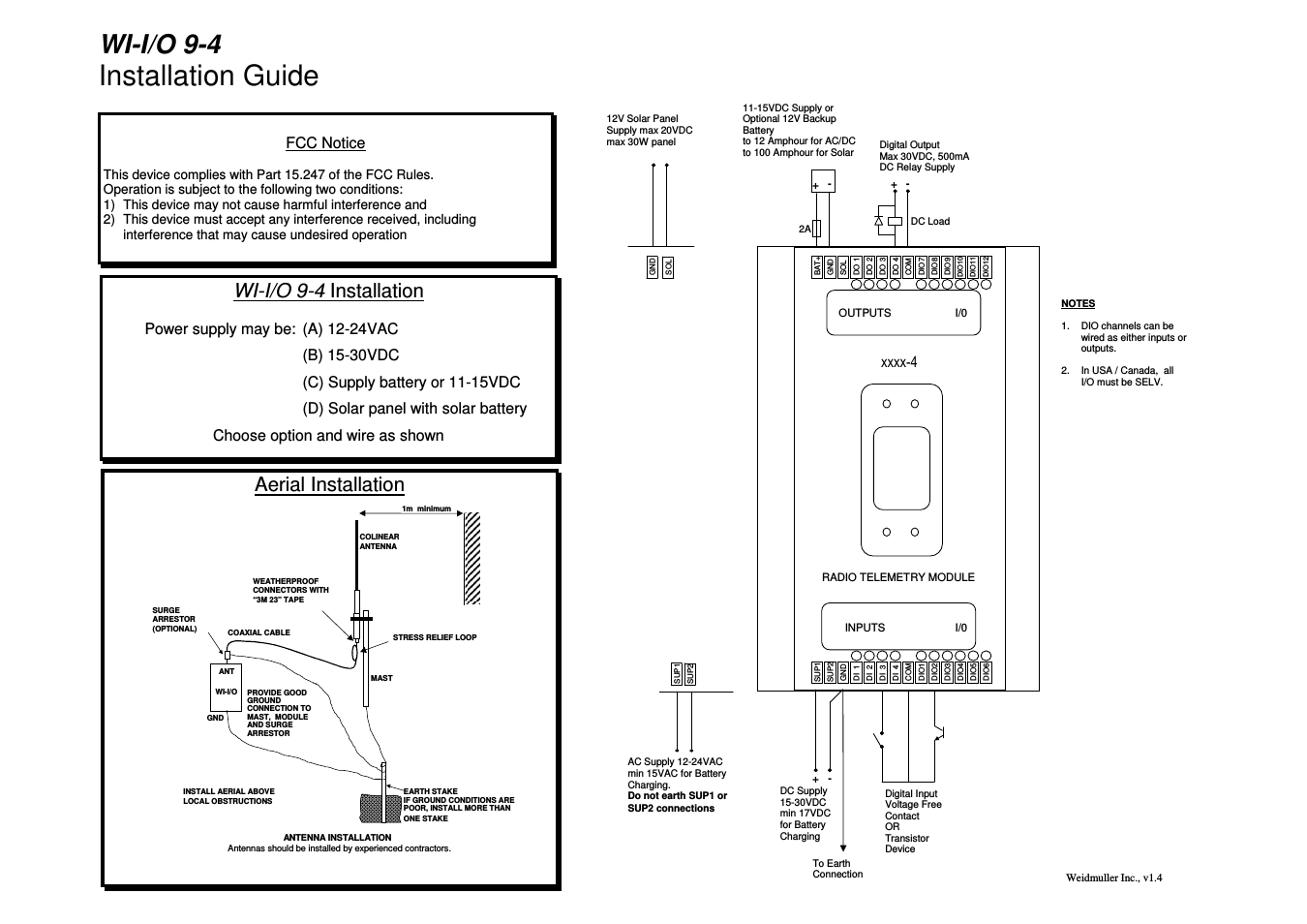 WI I/O 9-4: Wireless I/O Transceiver 16DI-4DO/4DI-16DO v1.4