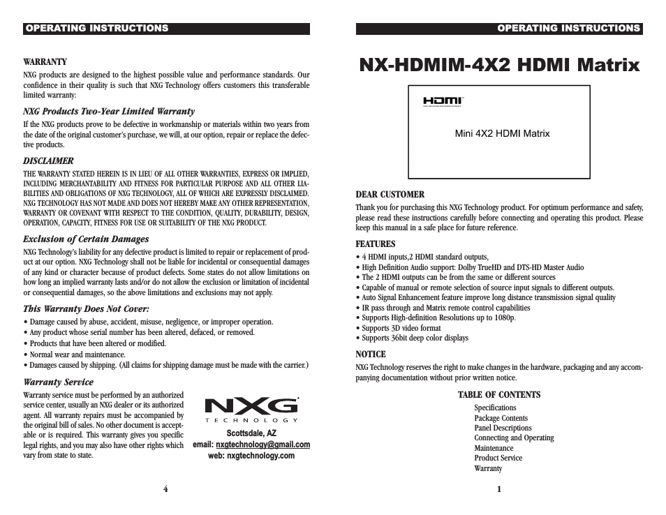 NX-HDMIM-4x2 - 4x2 Matrix