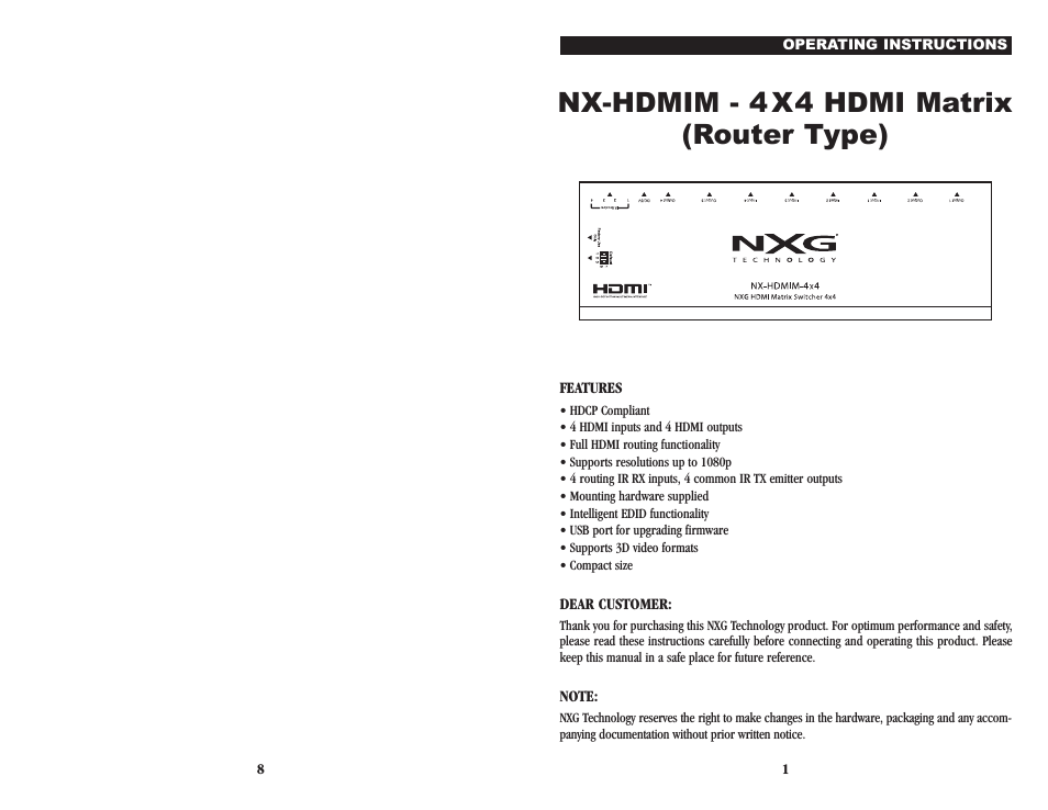 NX-HDMIM-4x4 - 4x4 Matrix