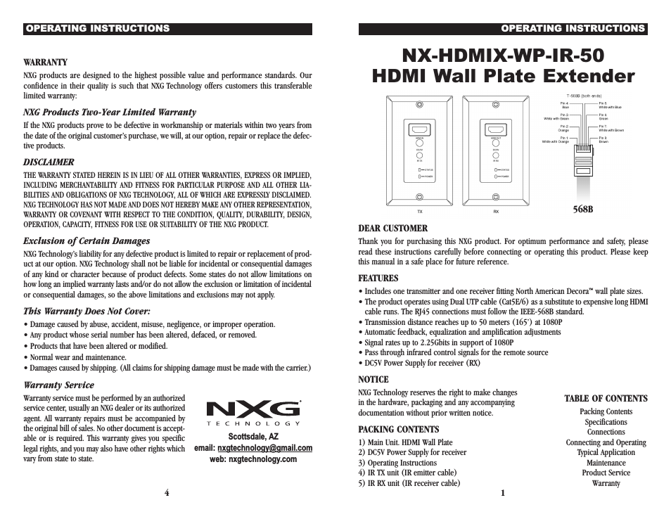 NX-HDMIX-WP-IR-50 - HDMI over dual Cat5e/6/7