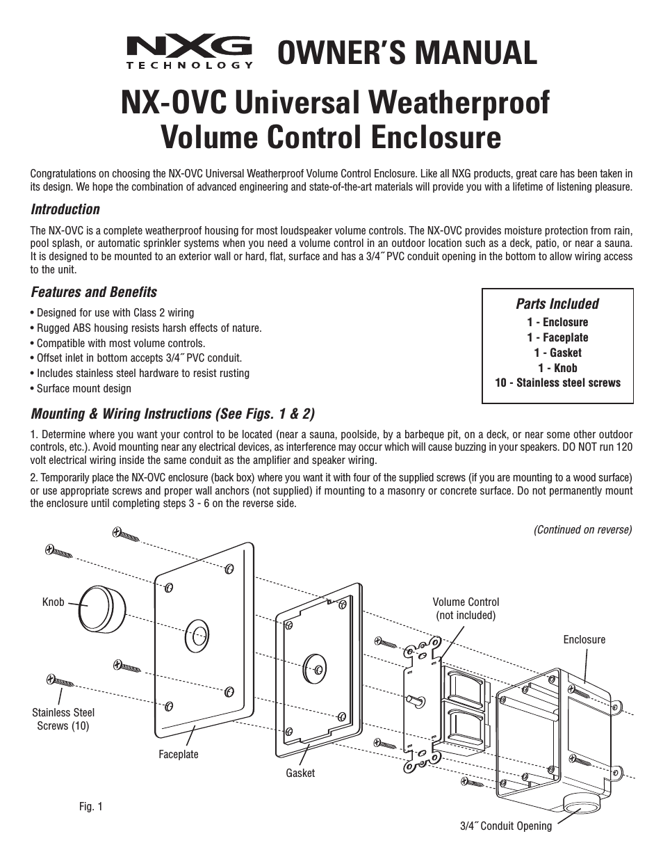 NX-OVC Weatherproof Volume Control Enclosure