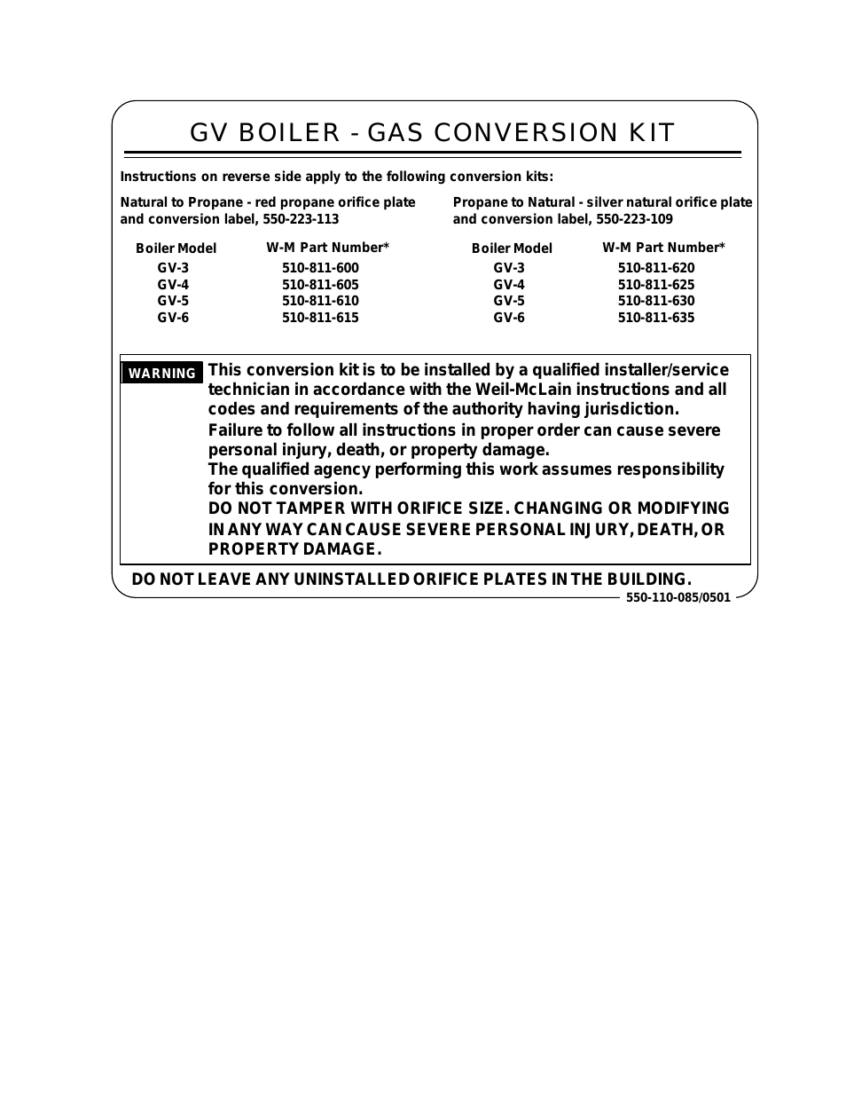 GAS CONVERSION KIT GV-3 510-811-600