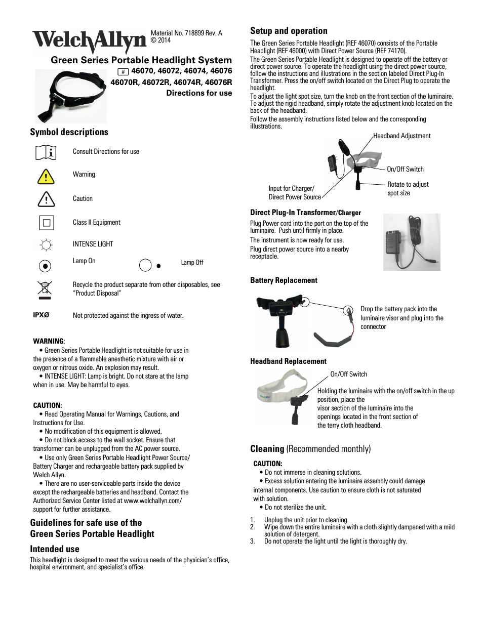 4607x Green Series Portable Headlight System - User Manual