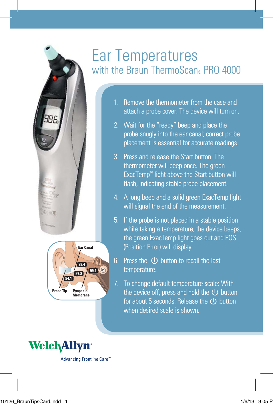Braun ThermoScan PRO 4000 Tips - Quick Reference Guide