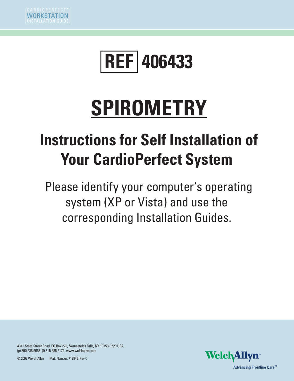 Cardio Perfect Workstation (SW 1.6.2) Spirometry - Installation Guide