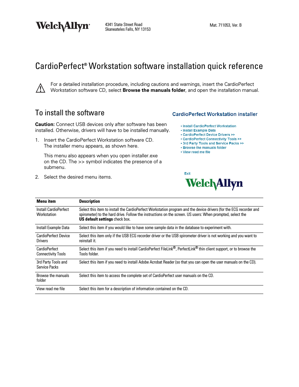 Cardioperfect Workstation Software Installation - Quick Reference Guide