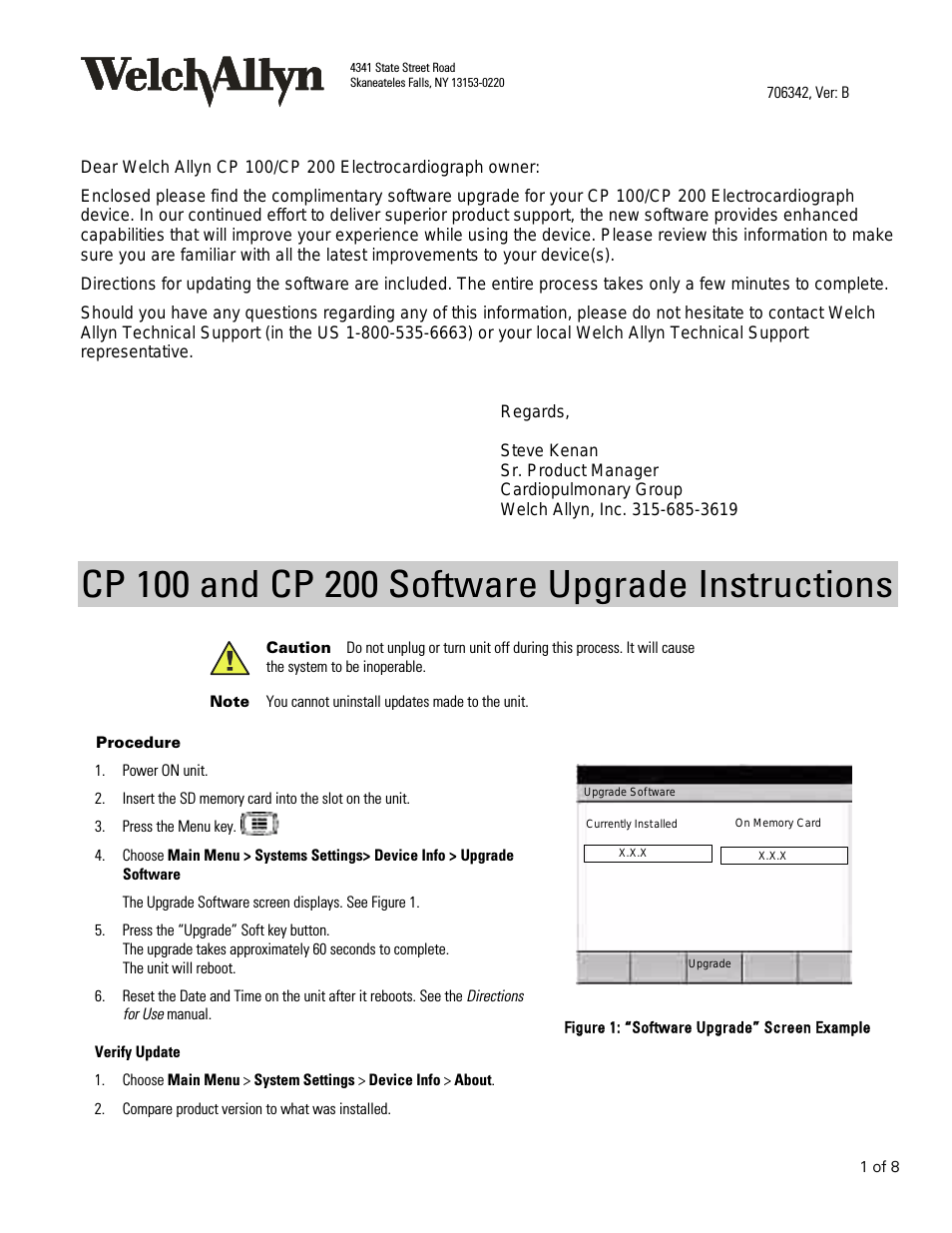 CP100 And CP200 Software Upgrade Instructions - Installation Guide