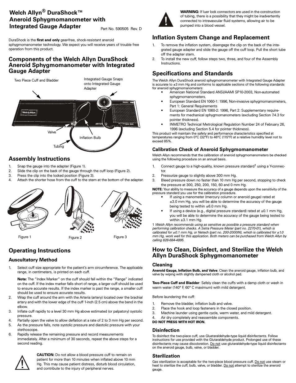 DuraShock Aneroid Sphygmomanometer with Integrated Gauge Adapter - User Manual